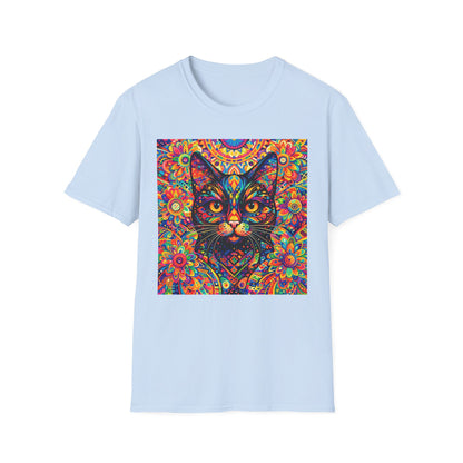 Psychedelic Cat T-Shirt — Colorful Mandala Cat Graphic Tee