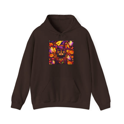 Halloween Cat Hoodie — Spooky Pumpkin Cat Graphic Pullover