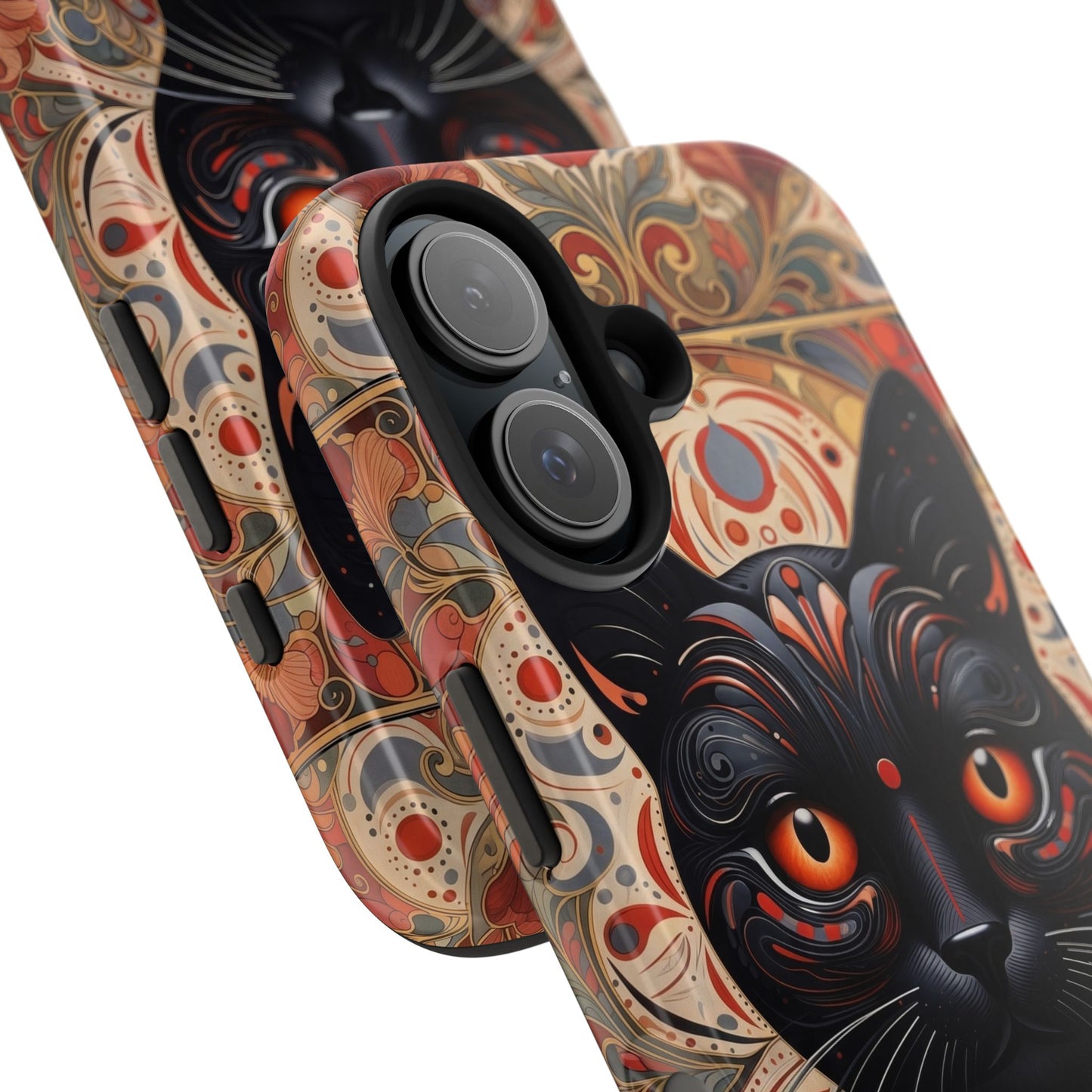 Black Cat Art Phone Case — Ornate Floral Gothic iPhone Protective Case
