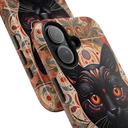 Black Cat Art Phone Case — Ornate Floral Gothic iPhone Protective Case