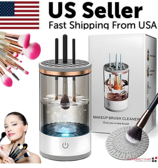Electric makeup brush cleaner and dryer with rotating drying basket and center brush holes
