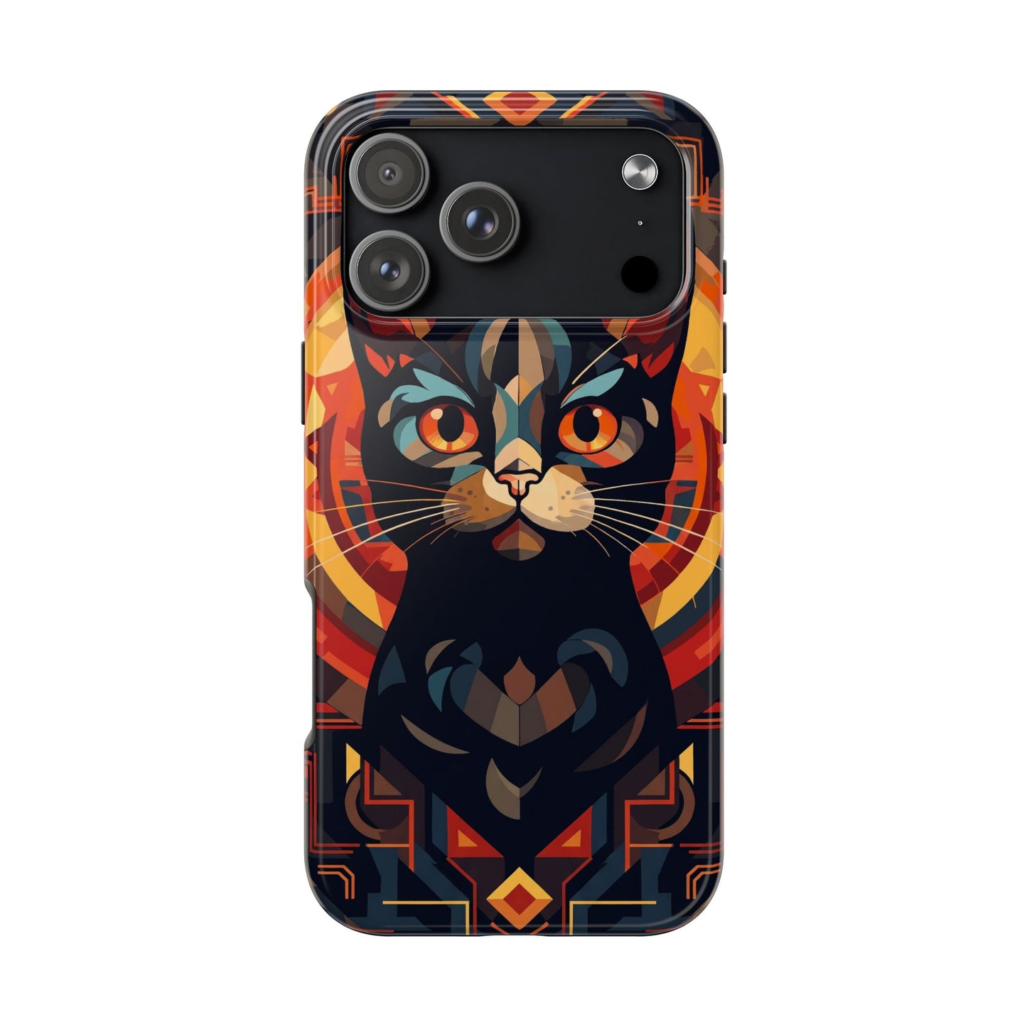 Cat Mandala Tough Phone Case — Protective Artistic Black Cat Design