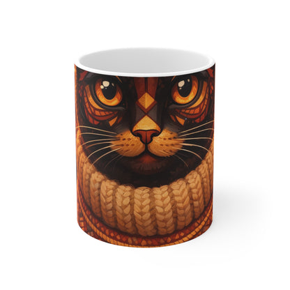 Cozy Cat Mug — Autumn Cat in Sweater 11oz