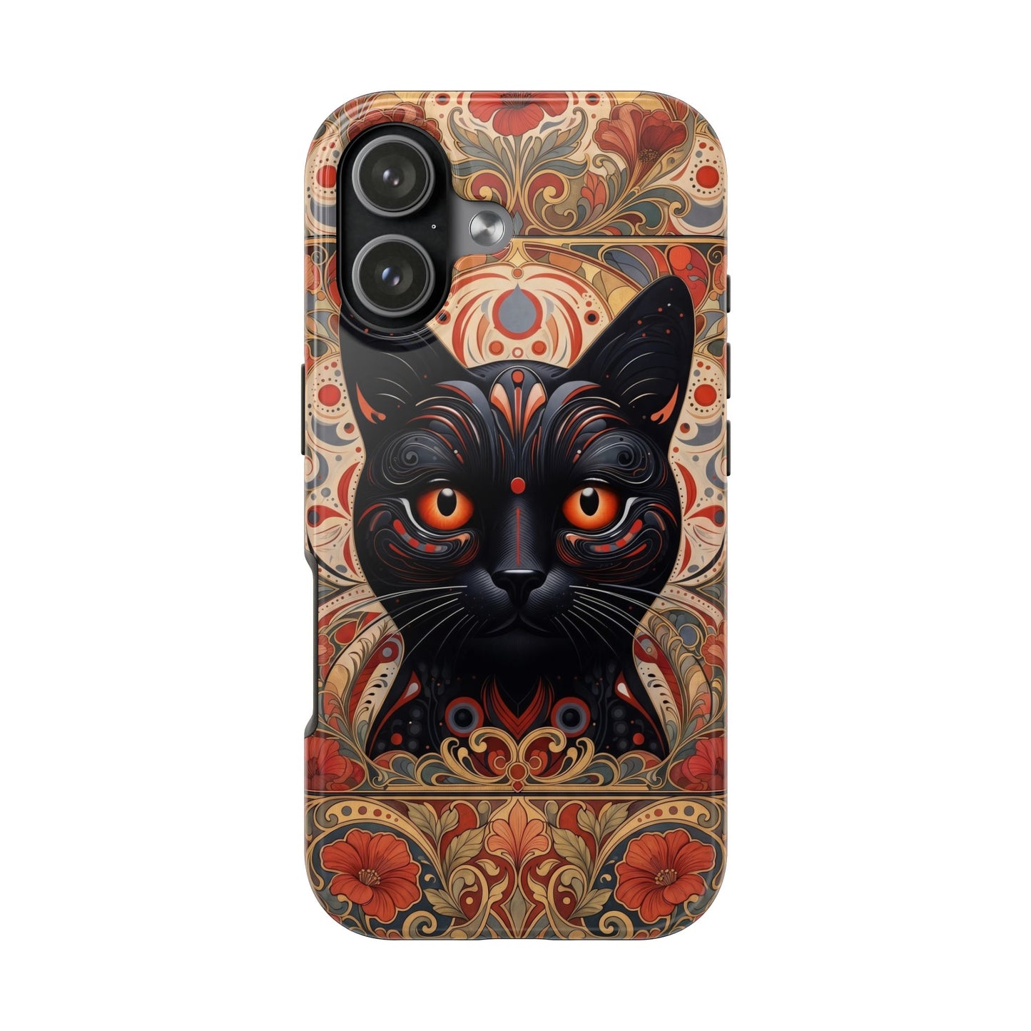 Black Cat Art Phone Case — Ornate Floral Gothic iPhone Protective Case