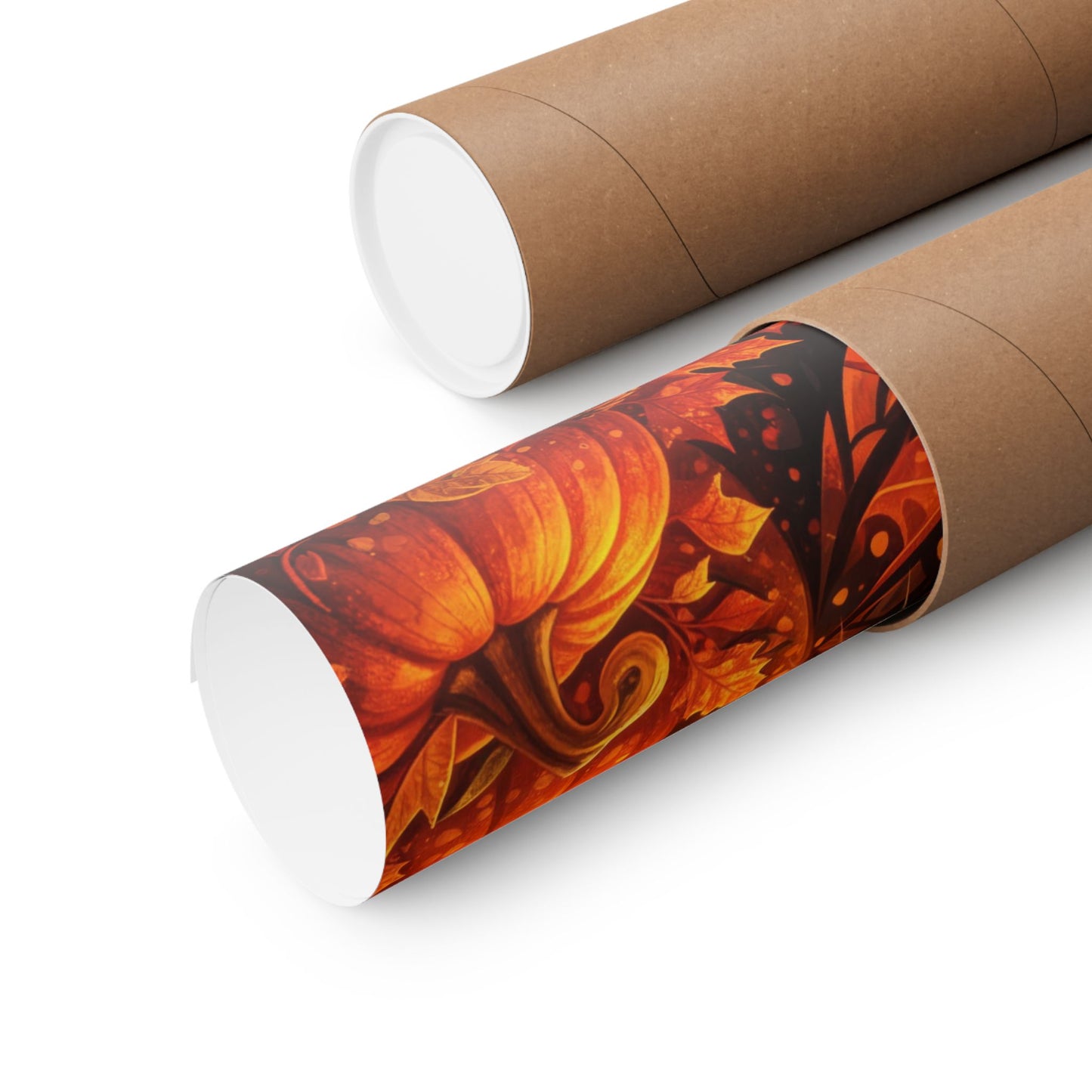 Autumn Cat Poster — Fall Pumpkin & Sunflower Matte Wall Art