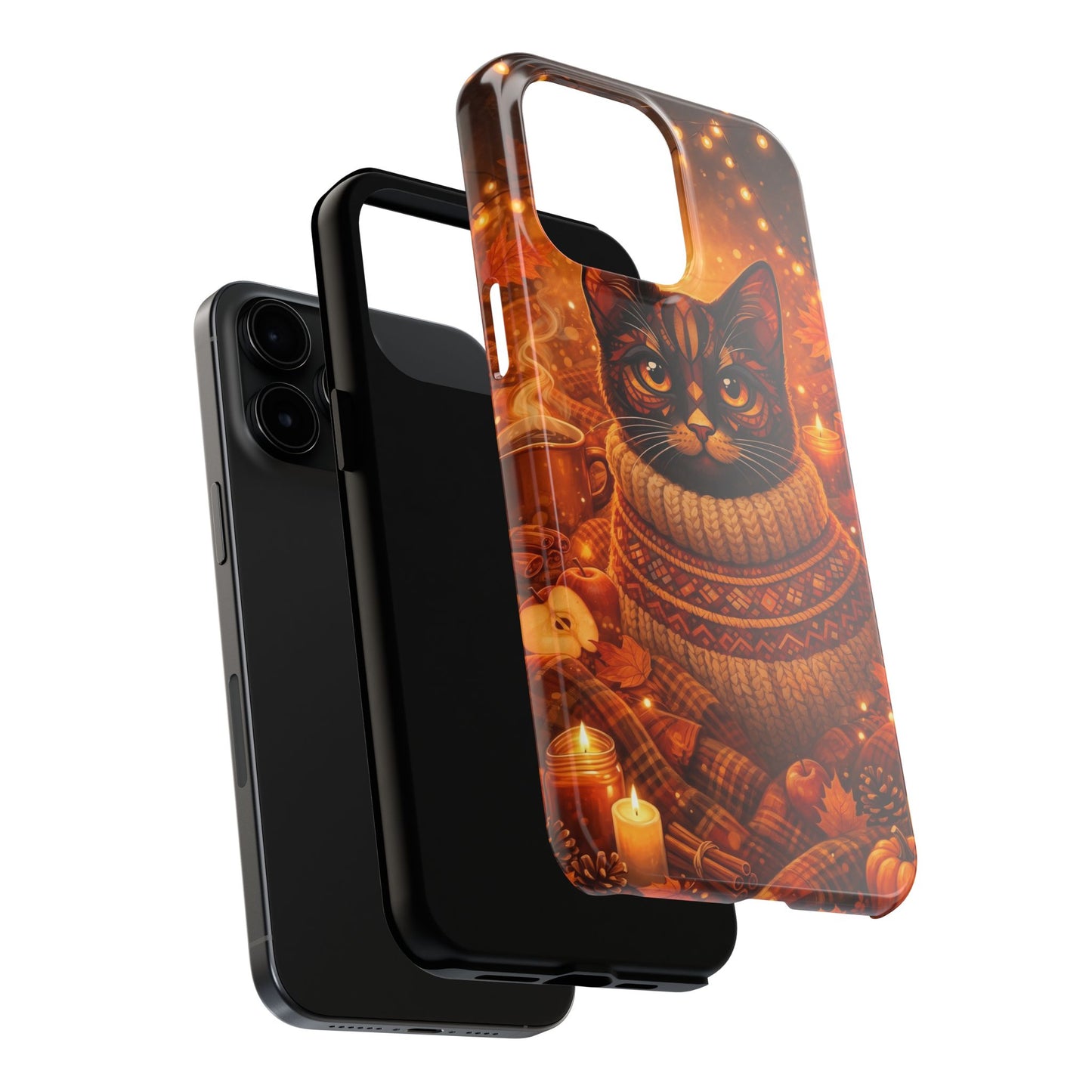 Cozy Autumn Cat Tough Phone Case — Cat in Sweater Fall Phone Cover