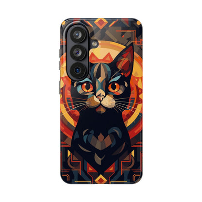 Cat Mandala Tough Phone Case — Protective Artistic Black Cat Design