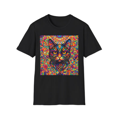 Psychedelic Cat T-Shirt — Colorful Mandala Cat Graphic Tee