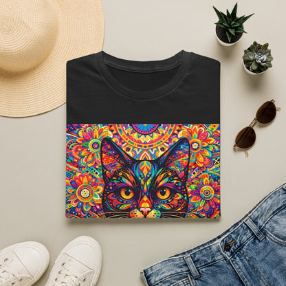 Psychedelic Cat T-Shirt — Colorful Mandala Cat Graphic Tee
