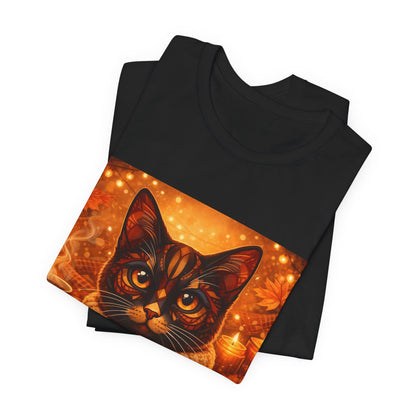 Cozy Cat in Sweater T-Shirt — Autumn Cozy Kitty Graphic Tee