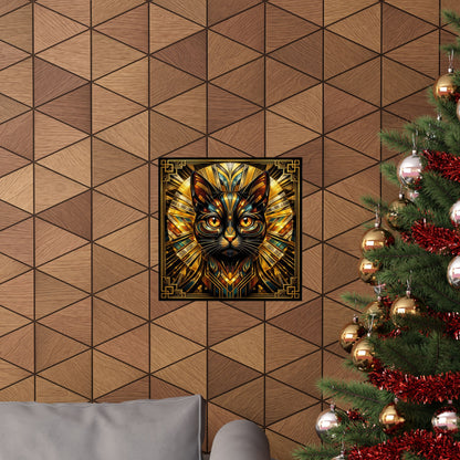 Art Deco Golden Cat Poster — Matte Vertical Wall Art
