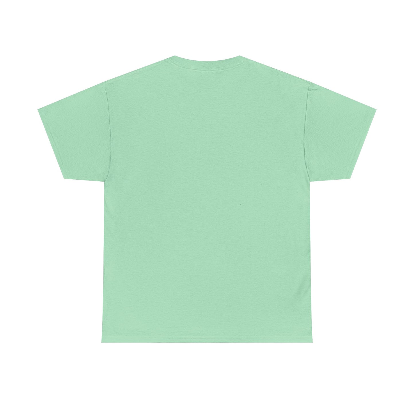 Mint green vintage T-shirt, plain back view with crew neck and short sleeves