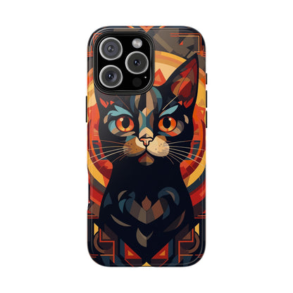 Cat Mandala Tough Phone Case — Protective Artistic Black Cat Design