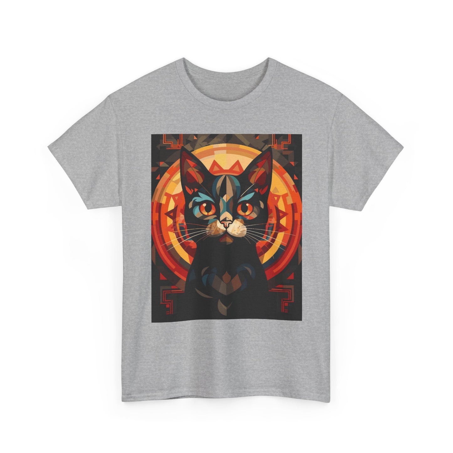 Mystic Cat Graphic Tee — Retro Geometric Feline Art T-Shirt