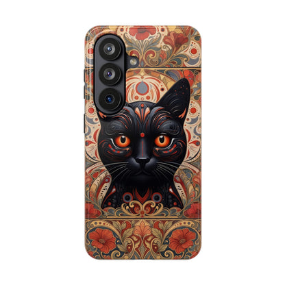 Black Cat Art Phone Case — Ornate Floral Gothic iPhone Protective Case