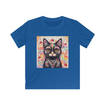 Kids Cat Art Tee — Colorful Heartbeat Kitten Graphic T-Shirt