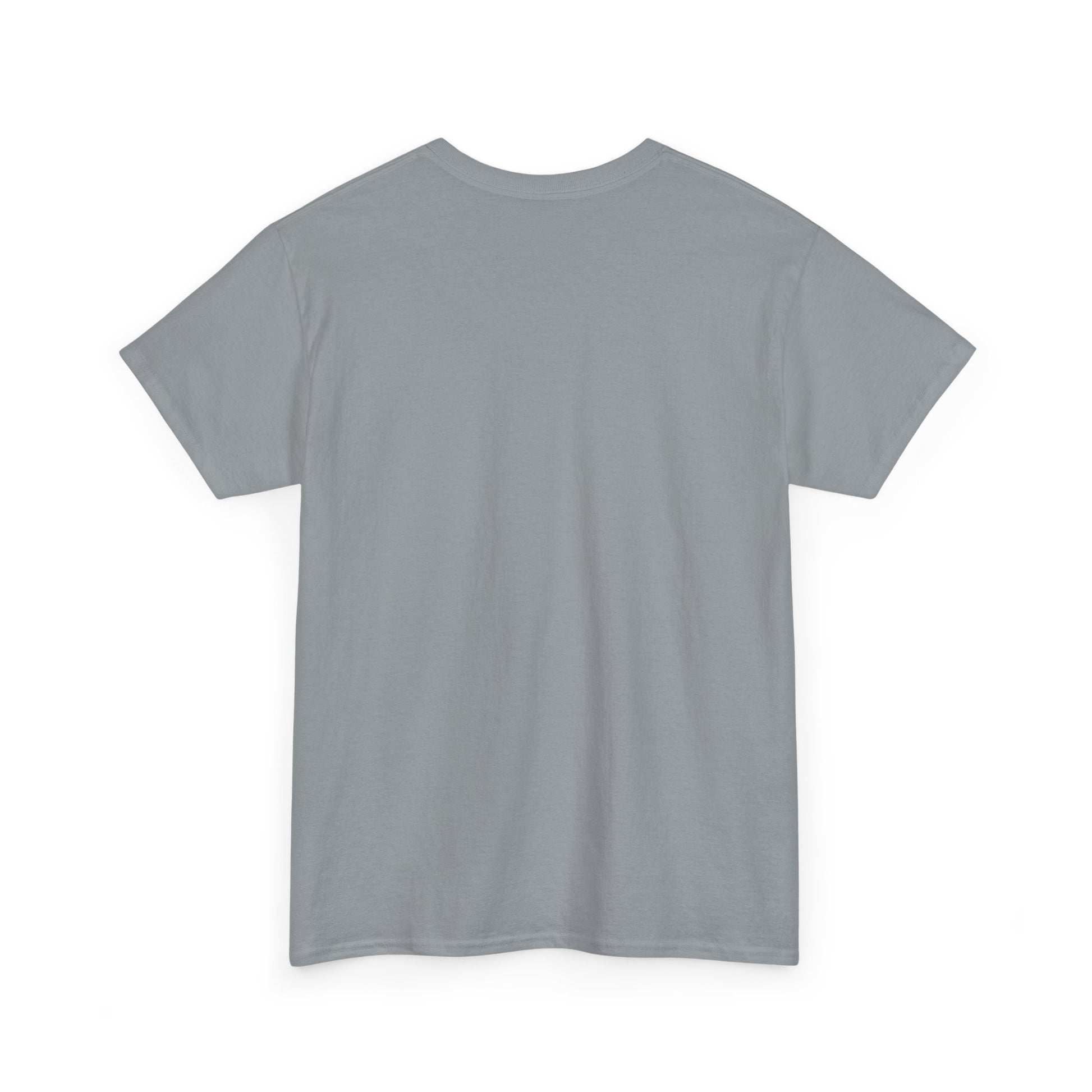 Charcoal gray t-shirt, plain back view with short sleeves and crew neckline