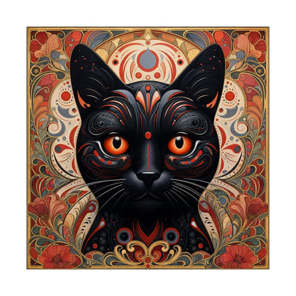 Mystic Black Cat Poster — Art Nouveau Matte Vertical Wall Print