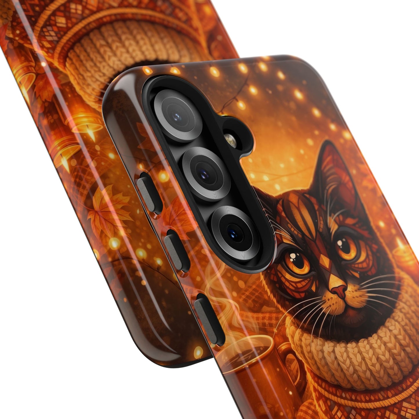 Cozy Autumn Cat Tough Phone Case — Cat in Sweater Fall Phone Cover