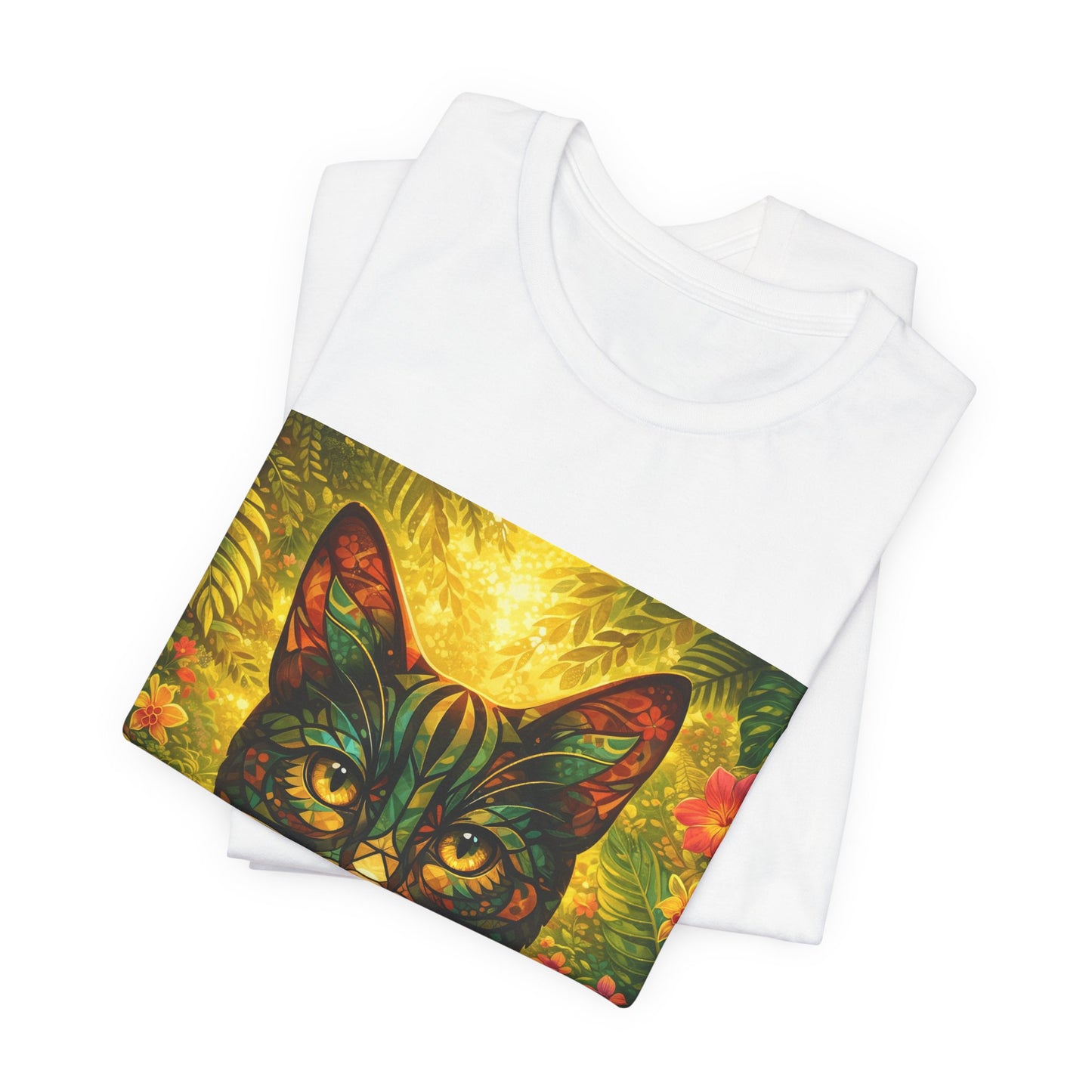 Tropical Cat Tee — Vibrant Jungle Cat Graphic T-Shirt