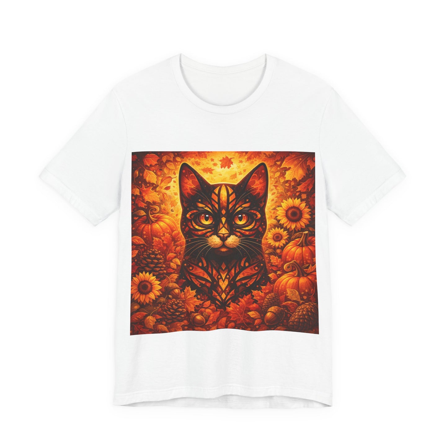 Autumn Cat Tee — Sunflower Pumpkin Fall Cat Graphic T-Shirt