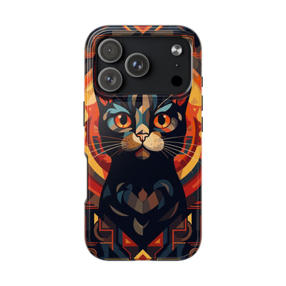 Cat Mandala Tough Phone Case — Protective Artistic Black Cat Design