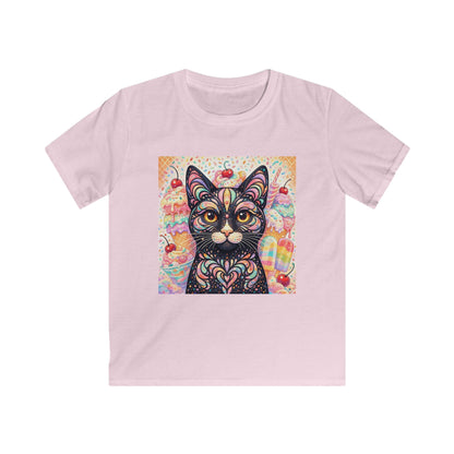 Kids Cat Art Tee — Colorful Heartbeat Kitten Graphic T-Shirt