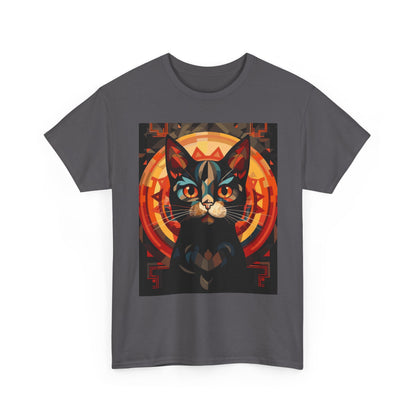 Mystic Cat Graphic Tee — Retro Geometric Feline Art T-Shirt