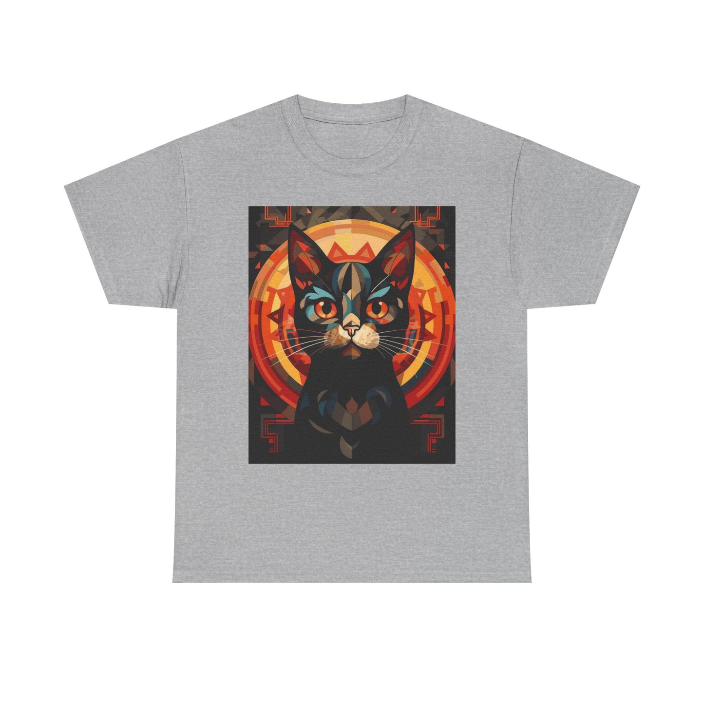 Mystic Cat Graphic Tee — Retro Geometric Feline Art T-Shirt