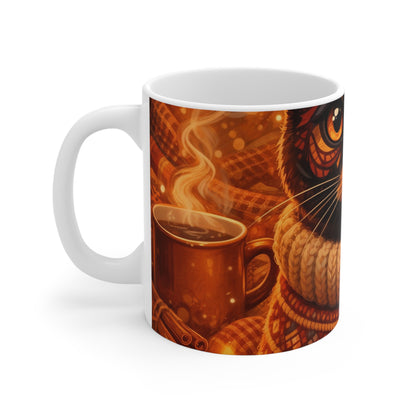 Cozy Cat Mug — Autumn Cat in Sweater 11oz