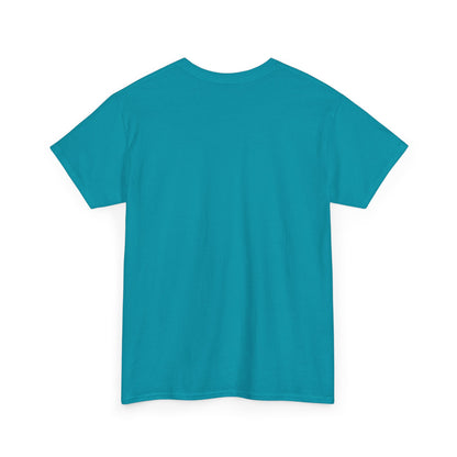 Teal t-shirt, plain back view with short sleeves and crew neckline