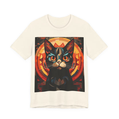 Cat Portrait Tee — Geometric Mystic Black Cat Graphic T-Shirt
