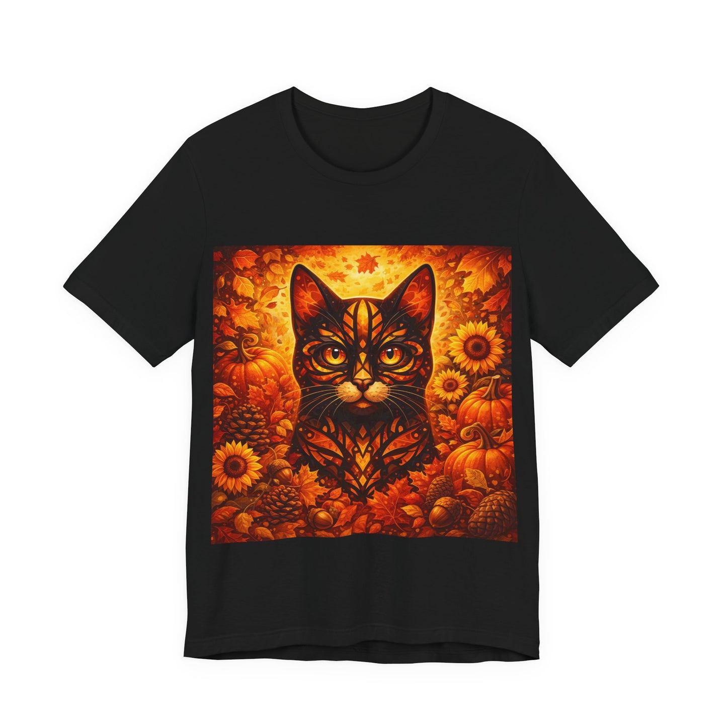 Autumn Cat Tee — Sunflower Pumpkin Fall Cat Graphic T-Shirt