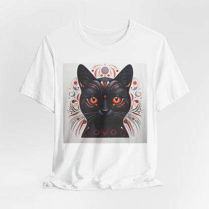 Mystic Black Cat Tee — Ornate Orange-Eyed Cat Graphic T-Shirt