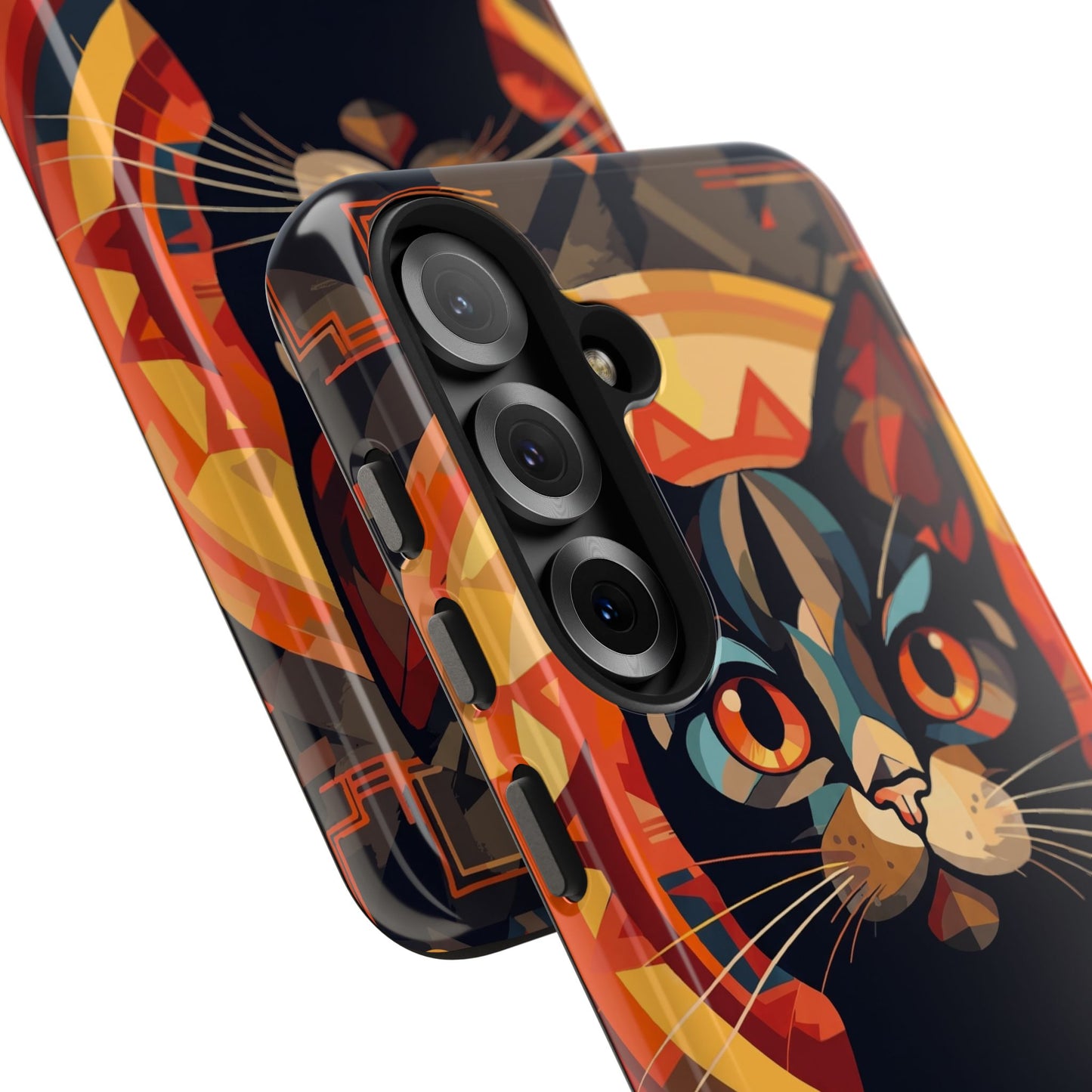 Cat Mandala Tough Phone Case — Protective Artistic Black Cat Design
