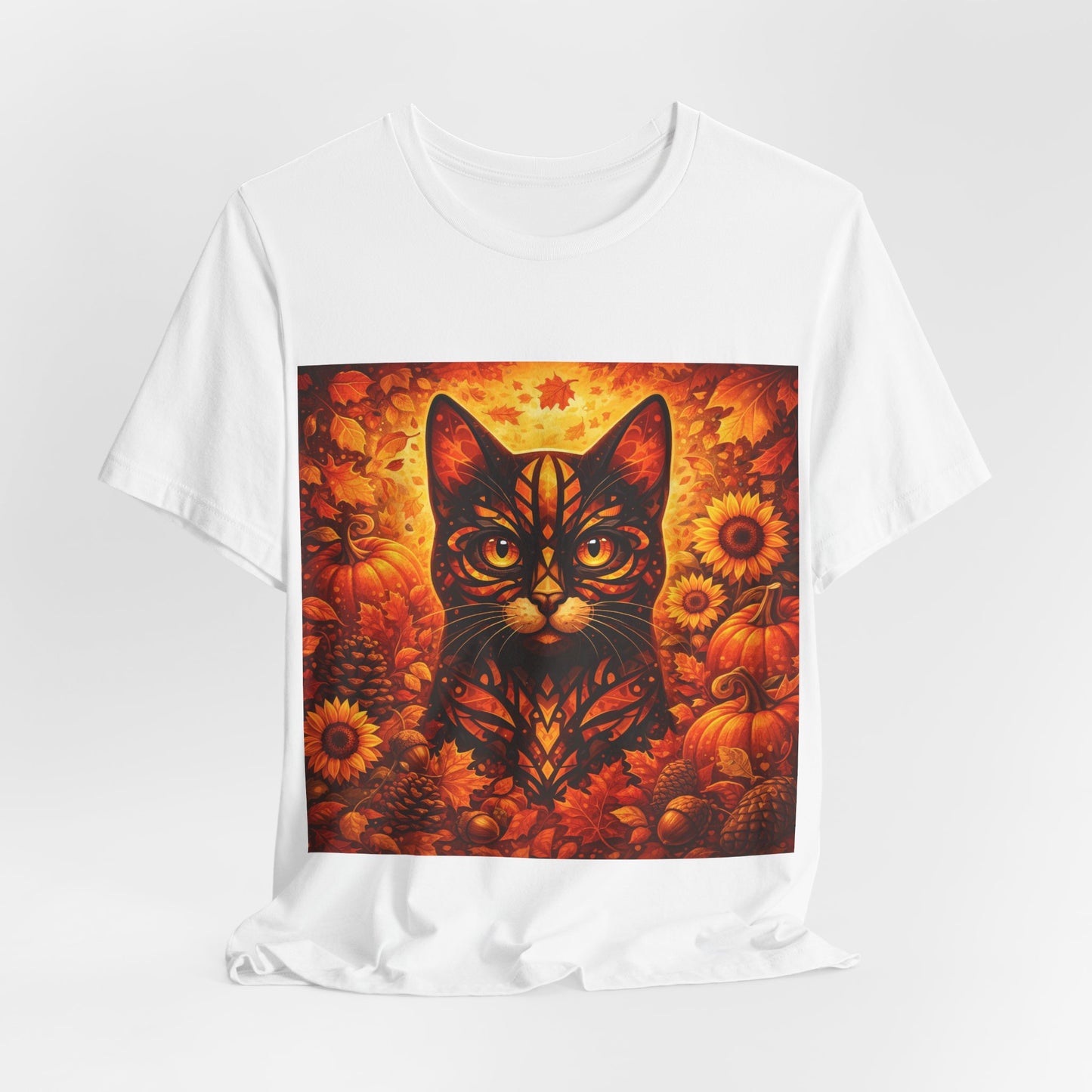 Autumn Cat Tee — Sunflower Pumpkin Fall Cat Graphic T-Shirt