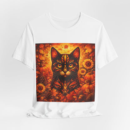 Autumn Cat Tee — Sunflower Pumpkin Fall Cat Graphic T-Shirt
