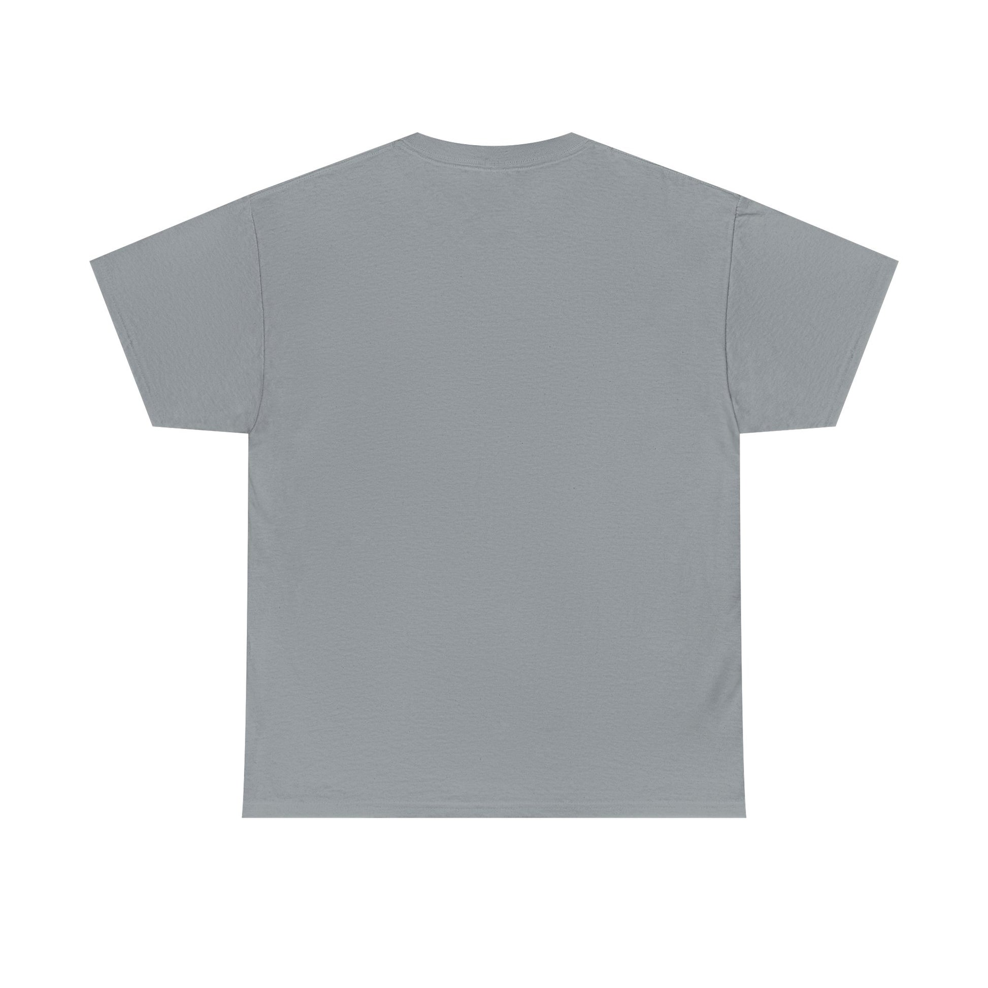 Charcoal gray t-shirt, plain back view with short sleeves and crew neckline