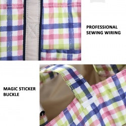 Insulated cooler tote bag close-up of professional stitching and snap buckle closure