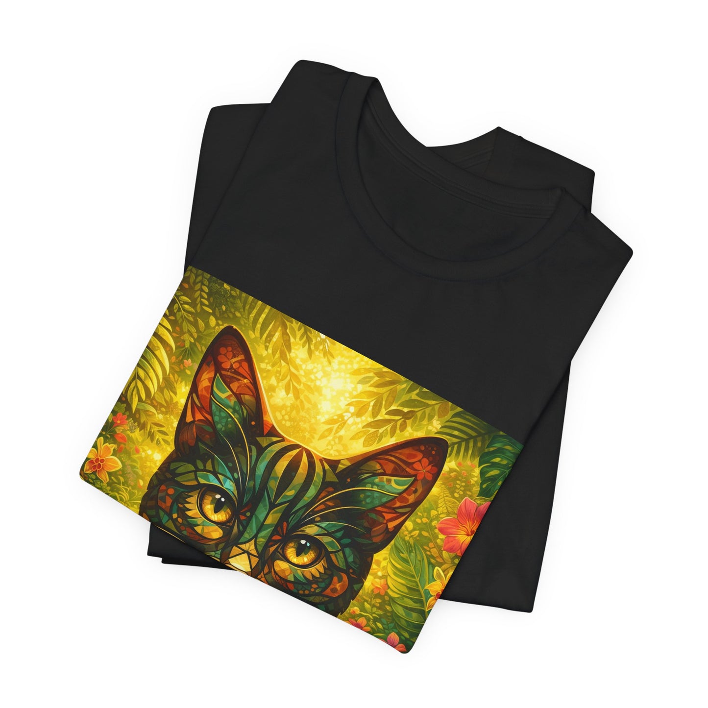 Tropical Cat Tee — Vibrant Jungle Cat Graphic T-Shirt
