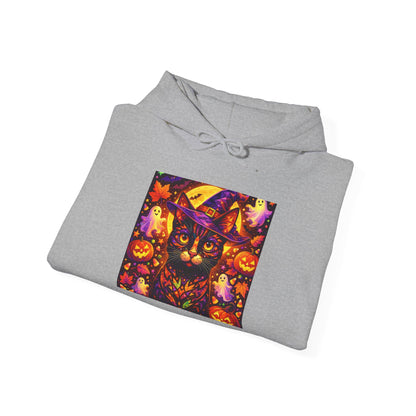 Halloween Cat Hoodie — Spooky Pumpkin Cat Graphic Pullover