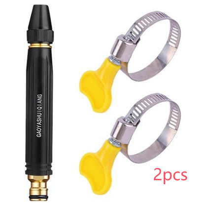 Water gun nozzle set with two yellow hose clips and black nozzle body, 2pcs