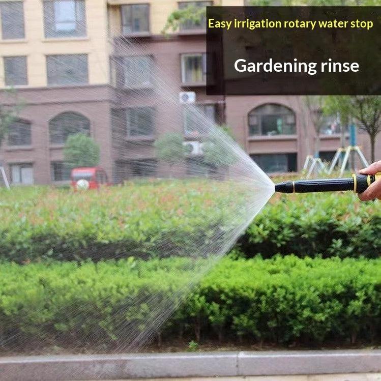 Rotary water sprayer nozzle producing a wide fan mist spray for gardening