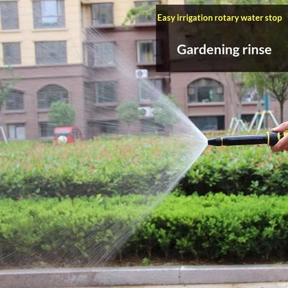 Rotary water sprayer nozzle producing a wide fan mist spray for gardening